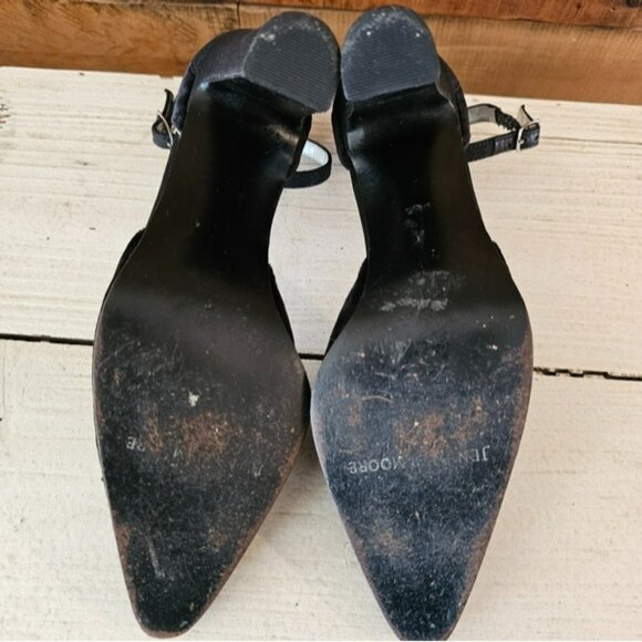 Jennifer Moore black satin & velvet strappy heels size 6 - Picture 8 of 12